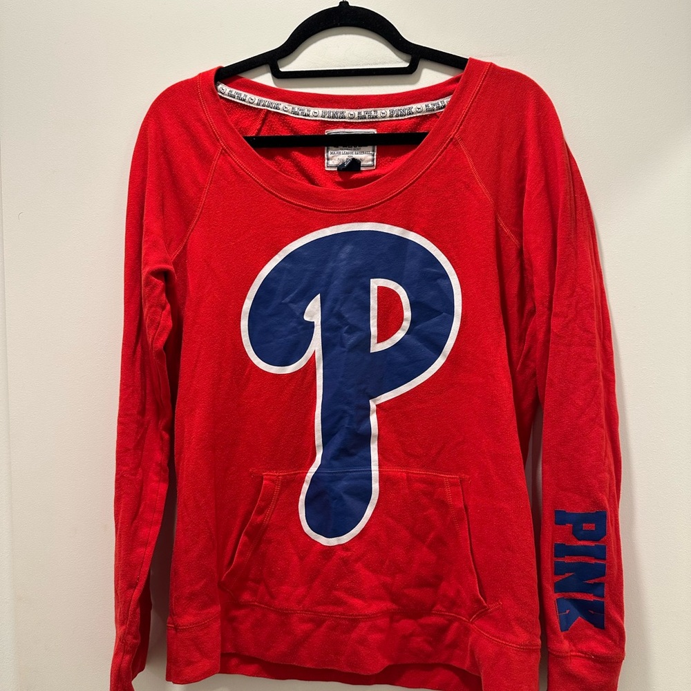 Victoria's Secret Phillies Red and Blue Crew Neck Sweater